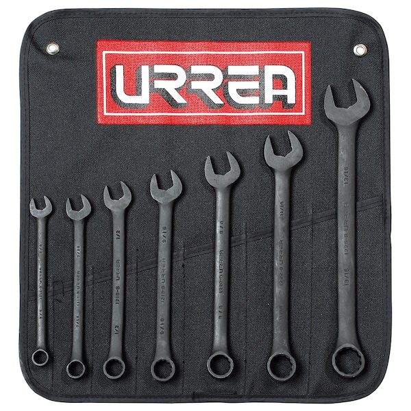 12-point black finish combination wrench set (7 pieces).